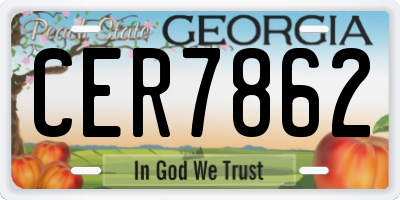 GA license plate CER7862