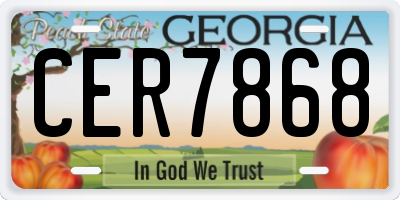 GA license plate CER7868