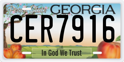 GA license plate CER7916