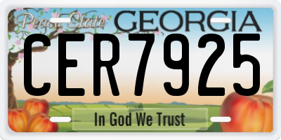 GA license plate CER7925