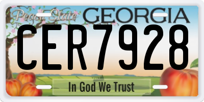GA license plate CER7928