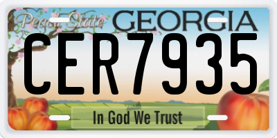 GA license plate CER7935