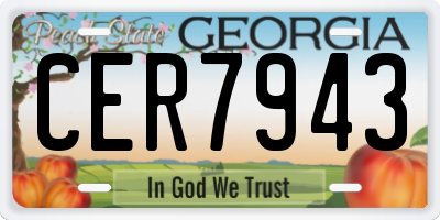GA license plate CER7943