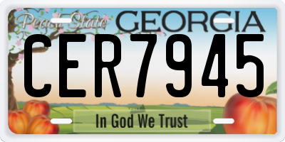 GA license plate CER7945