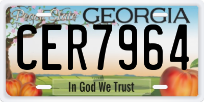 GA license plate CER7964