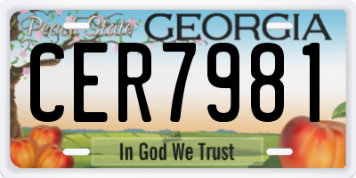 GA license plate CER7981
