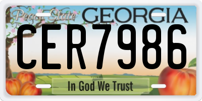 GA license plate CER7986