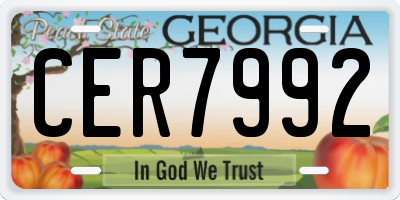 GA license plate CER7992