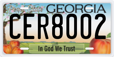GA license plate CER8002