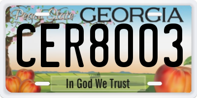 GA license plate CER8003