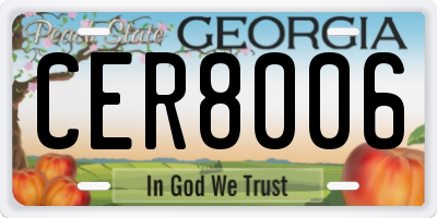 GA license plate CER8006