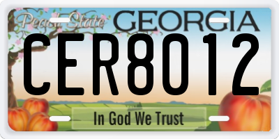 GA license plate CER8012