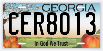 GA license plate CER8013