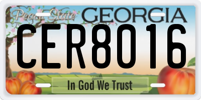 GA license plate CER8016