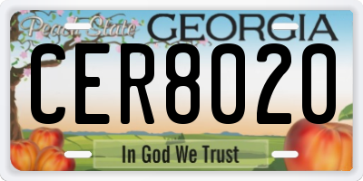 GA license plate CER8020