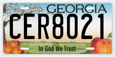 GA license plate CER8021