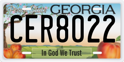 GA license plate CER8022