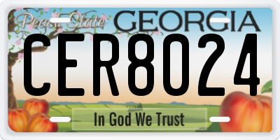 GA license plate CER8024