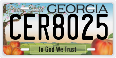 GA license plate CER8025