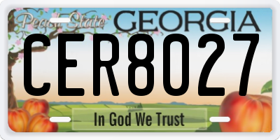GA license plate CER8027