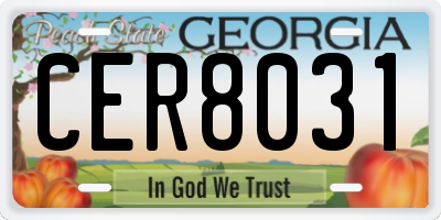 GA license plate CER8031