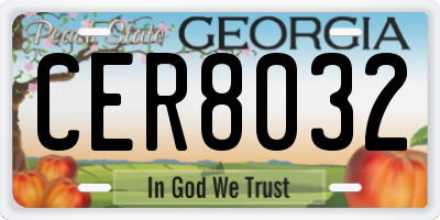GA license plate CER8032