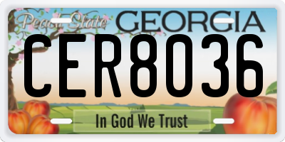 GA license plate CER8036