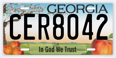 GA license plate CER8042