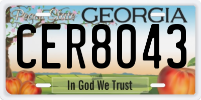 GA license plate CER8043