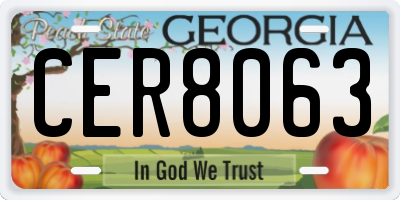GA license plate CER8063