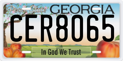 GA license plate CER8065