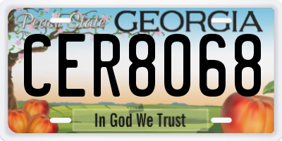 GA license plate CER8068