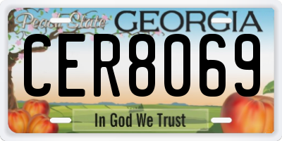 GA license plate CER8069