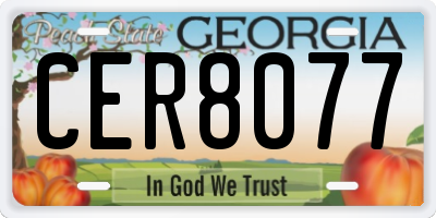 GA license plate CER8077