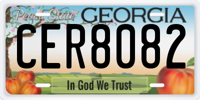GA license plate CER8082