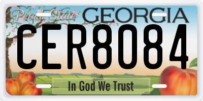 GA license plate CER8084