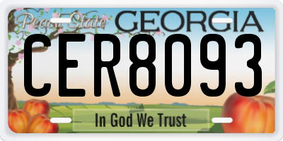 GA license plate CER8093
