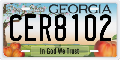 GA license plate CER8102