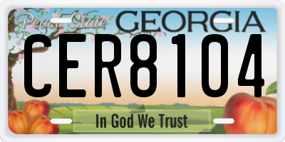 GA license plate CER8104