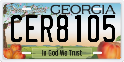 GA license plate CER8105