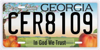 GA license plate CER8109