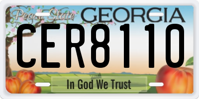 GA license plate CER8110