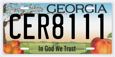 GA license plate CER8111