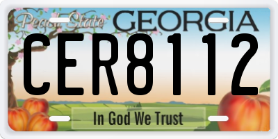 GA license plate CER8112