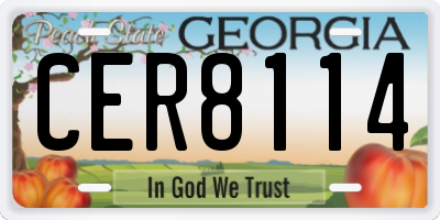 GA license plate CER8114