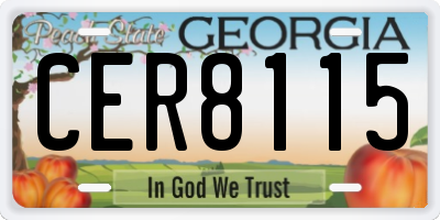 GA license plate CER8115