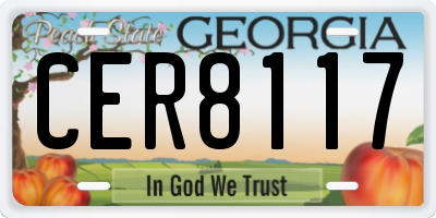 GA license plate CER8117