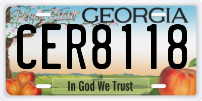 GA license plate CER8118