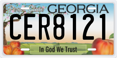GA license plate CER8121