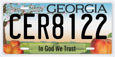 GA license plate CER8122
